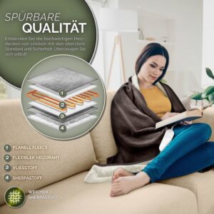 sinnlein® Elektrische Deken 160x120cm met Automatische Uitschakeling en 9 Temperatuurniveaus