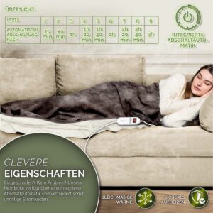 sinnlein® Elektrische Deken 160x120cm met Automatische Uitschakeling en 9 Temperatuurniveaus