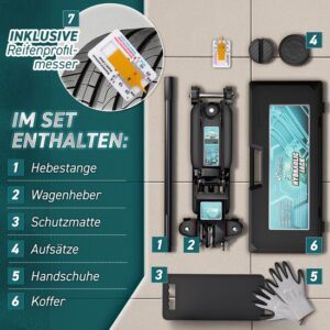 TRESKO Hydraulische krik 2,5 ton zwart, hefhoogte 85-385 mm, met koffer en accessoires