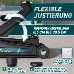 TRESKO Hydraulische krik 2,5 ton zwart, hefhoogte 85-385 mm, met koffer en accessoires
