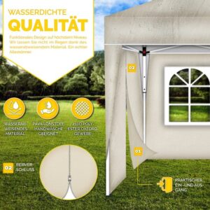 Tillvex pop-up vouwpaviljoen 3x6m beige, waterdicht, UV50+, met 3 zijwanden en draagtas