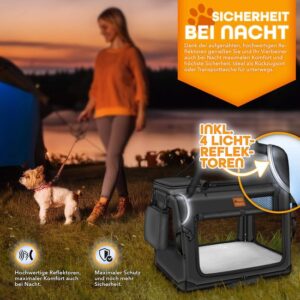 TRESKO® Opvouwbare hondenbox met likmat en spatel, L, 70 x 52 x 52 cm, zwart