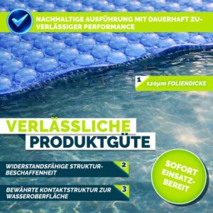 Tillvex Zonne-energie Zwembadfolie Rechthoekig & Rond | Dikte 120 µm | Blauw, Ø 305 cm