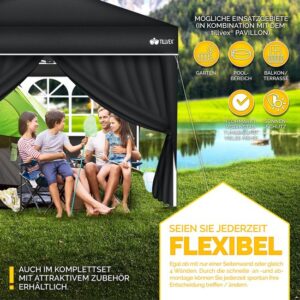 tillvex® 2x Zwarte Zijwand voor 3x3m & 3x6m Pavillon | Waterafstotend met Rits en Raampjes