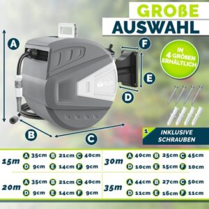 tillvex® Water Slanghaspel Grijs 30m met Wandbevestiging en Transportgreep
