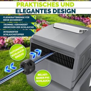 tillvex® Water Slanghaspel Grijs 30m met Wandbevestiging en Transportgreep