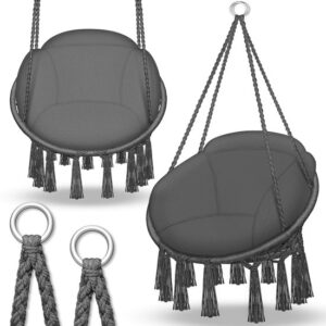 Tillvex Hangstoel 150 kg met 2 ringen | Weerbestendige schommelmand voor binnen en buiten