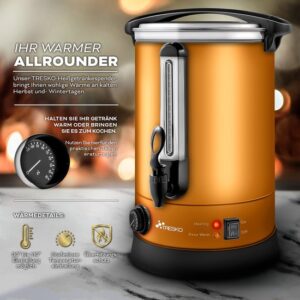 TRESKO® Glühweinketel RVS - Glühweinmachine voor warme dranken (6,8L, Koper)