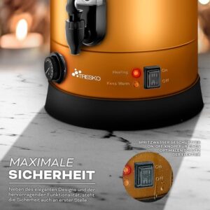 TRESKO® Glühweinketel RVS - Glühweinmachine voor warme dranken (6,8L, Koper)