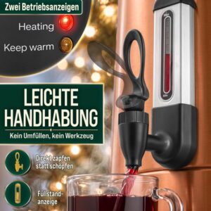 TRESKO® Glühweinketel RVS - Glühweinmachine voor warme dranken (6,8L, Koper)