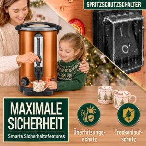 TRESKO® Glühweinketel RVS - Glühweinmachine voor warme dranken (6,8L, Koper)
