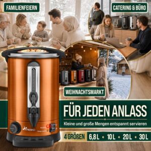 TRESKO® Glühweinketel RVS - Glühweinmachine voor warme dranken (6,8L, Koper)