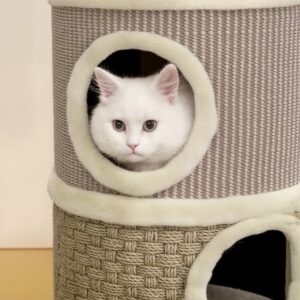 PawHut Kattentoren van Spaanplaat en Polyester 35,5x35,5x49 cm Khaki+Koffie