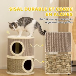 PawHut Kattentoren van Spaanplaat en Polyester 35,5x35,5x49 cm Khaki+Koffie