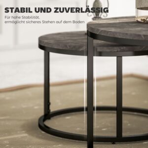 HOMCOM Salontafelset MDF en Metaal 78,5x78,5x46,5 cm Donkergrijs