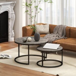 HOMCOM Salontafelset MDF en Metaal 78,5x78,5x46,5 cm Donkergrijs