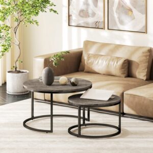 HOMCOM Salontafelset MDF en Metaal 78,5x78,5x46,5 cm Donkergrijs