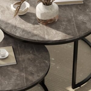 HOMCOM Salontafelset MDF en Metaal 78,5x78,5x46,5 cm Donkergrijs