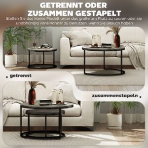HOMCOM Salontafelset MDF en Metaal 78,5x78,5x46,5 cm Donkergrijs