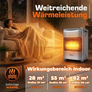 TRESKO 4200 Watt Gasverwarming met Gasdrukdrossel, Gasslang & Afdekhoes | Infrarood Gaskachel