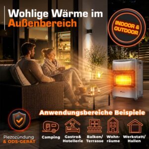 TRESKO 4200 Watt Gasverwarming met Gasdrukdrossel, Gasslang & Afdekhoes | Infrarood Gaskachel