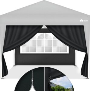 tillvex® 2x Zwarte Zijwand voor 3x3m & 3x6m Pavillon | Waterafstotend met Rits en Raampjes