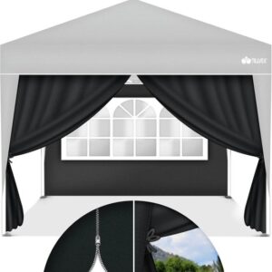 tillvex® 2x Zwarte Zijwand voor 3x3m &amp; 3x6m Pavillon | Waterafstotend met Rits en Raampjes