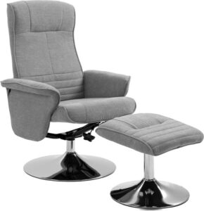 HOMCOM relaxfauteuil met voetenbank, 360° draaibaar - Grijze tv-fauteuil en ligstoel
