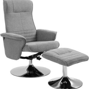 HOMCOM relaxfauteuil met voetenbank, 360° draaibaar - Grijze tv-fauteuil en ligstoel