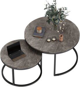 HOMCOM Salontafelset MDF en Metaal 78,5x78,5x46,5 cm Donkergrijs
