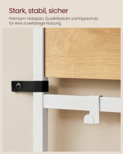 Kledingrek met schoenenplank en open vakken - Eikenwit - 32 x 100 x 180 cm - Industrieel
