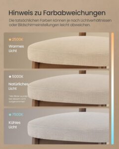 VASAGLE Barkrukset van 2 met rugleuning, linnenlook, cappuccino-beige en walnoot