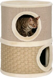 PawHut Kattentoren van Spaanplaat en Polyester 35,5x35,5x49 cm Khaki+Koffie