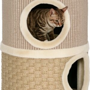 PawHut Kattentoren van Spaanplaat en Polyester 35,5x35,5x49 cm Khaki+Koffie