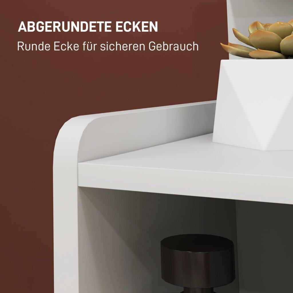 HOMCOM Kleine witte nachtkast met 2 lades