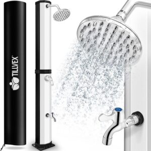 Tillvex zonnedouche 60 liter met beschermhoes | Tuindouche voor warm water zonder stroom