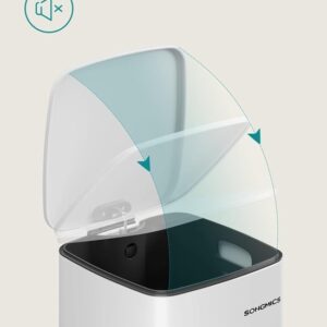 SONGMICS - 30L Pedaalemmer met Binnenemmer - Soft Close - Wit Metaal