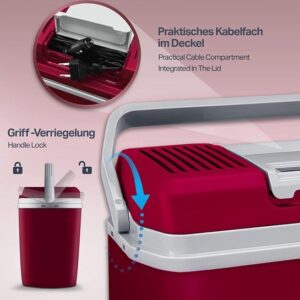 Tillvex elektrische koelbox 24L | Mini-koelkast voor auto en camping | Koelt & verwarmt (Rood)