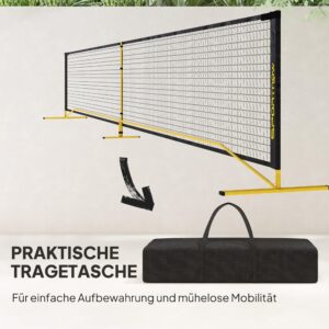 SPORTNOW Pickleball-net 6,7 m Draagbaar met Tas Metaal Geel