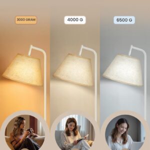 VASAGLE 3-in-1 Bijzettafel met Lamp, Stalen Frame, Mat Wit, Voor Woonkamer en Nachttafel