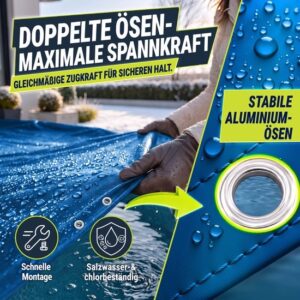 tillvex® Premium Zwembadafdekking Rond ø 560cm voor Ø 460-520cm blauw met Montageset
