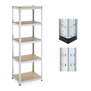 Relaxdays stellingkast, 180x60x45 cm, 500 kg, verzinkt staal, opbergrek voor kelder of garage, zilve