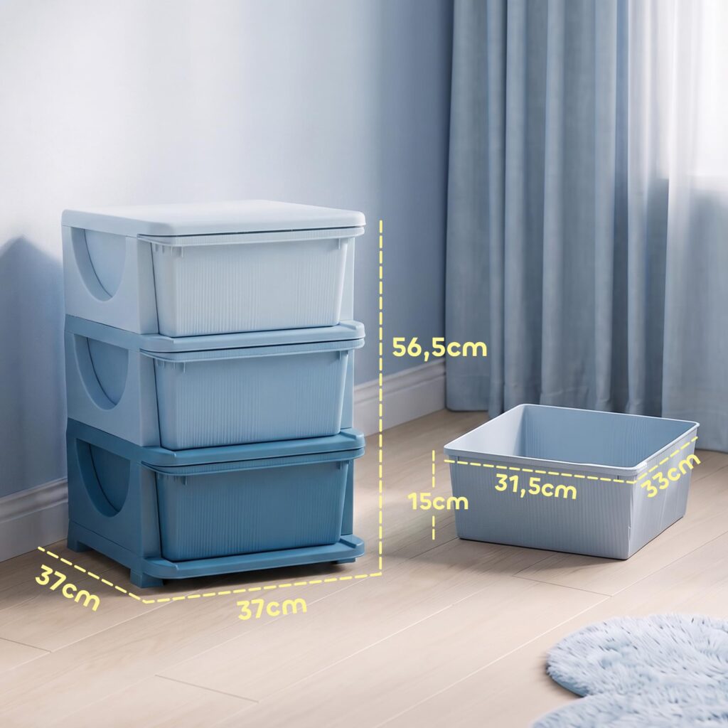 HOMCOM Kinderladenkast met opbergruimte blauw 37 x 37 x 56,5 cm