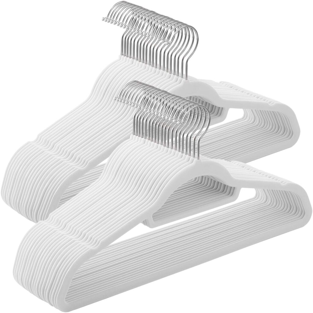 SONGMICS Fluwelen Kleerhangers, 50 Stuks, 0,6 cm Dik, Antislip