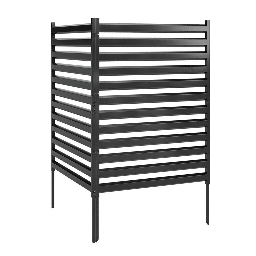 Outsunny Tuinhek Metaal Privacy Scherm 2 Panelen 152 x 91 cm Zwart