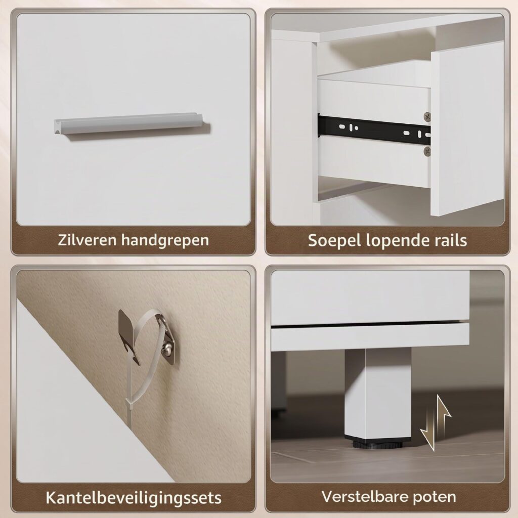 HOMCOM Wasbak met 2 schubben en voetenbank, 80 x 30 x 60 cm, wit