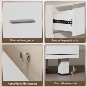 HOMCOM Wasbak met 2 schubben en voetenbank, 80 x 30 x 60 cm, wit