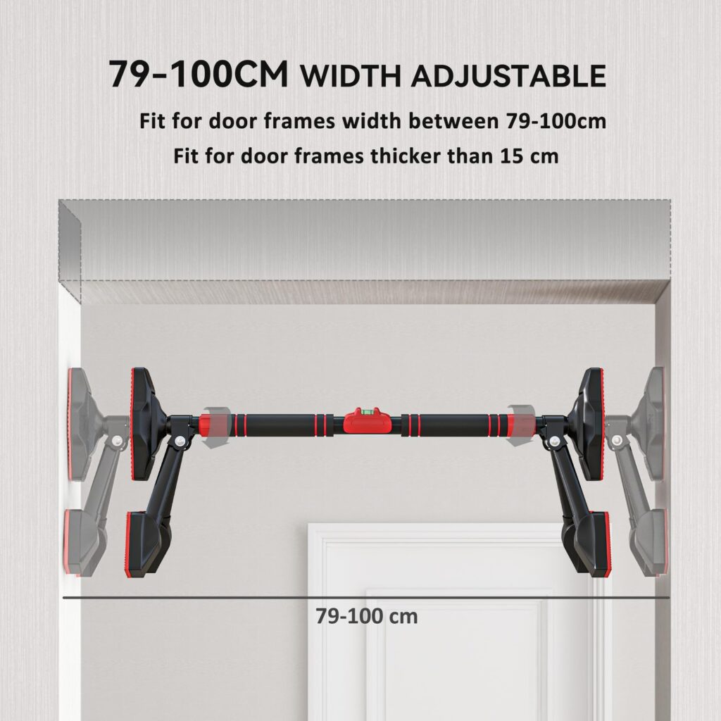 SPORTNOW Verstelbare Optrekstang voor Deur Zwart 80-110x14x28cm