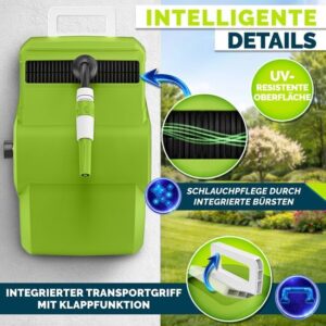 tillvex® Tuinslanghaspel Groen/Grijs 30m met Wandbevestiging en Handgreep