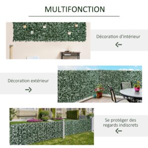 Outsunny Kunstmatige heg, inkijkbescherming, 3 m x 1,5 m, realistisch groen blad, UV-bescherming